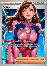 D.Va Overwatch Fusion Cannons Rainbow Holo Full Art Waifu Pokemon Card