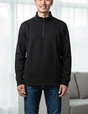 Reebok Mens Black Half-Zip Pullover Sweatshirt L 28  L x 22W