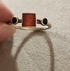Vintage Handmade Artisan Sterling Silver Ring Sz 8 Square & Round Glass  Stones