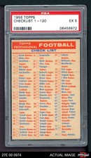 1956 Topps Football Checklist Card SHORT-PRINT PSA 5 - EX