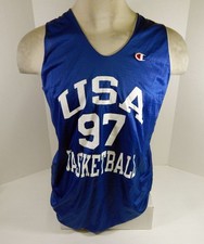 1990s Team USA Basketball #97 Game Issued Blue Practice Jersey L DP66942