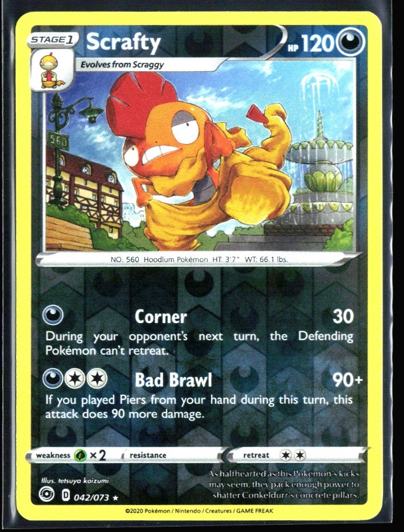 2020 Sword & Shield - Champion's Path Scrafty #42 Reverse Holo Rare Pokemon Card