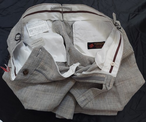 SUITSUPPLY BRENTWOOD MEN'S GRAY CHECKS NARROW LINEN SHIN/ANKLE PANT SIZE 32 X 26 - Picture 8 of 13