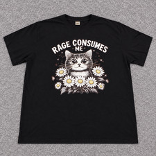 Rage Consumes Me Cute Kitty Cat Daisy T Shirt Mens 3XL Black Funny Meme