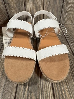 Cat & Jack Girls Chessie Espadrille Sandals Size 5 White *Damaged Box/No Lid*