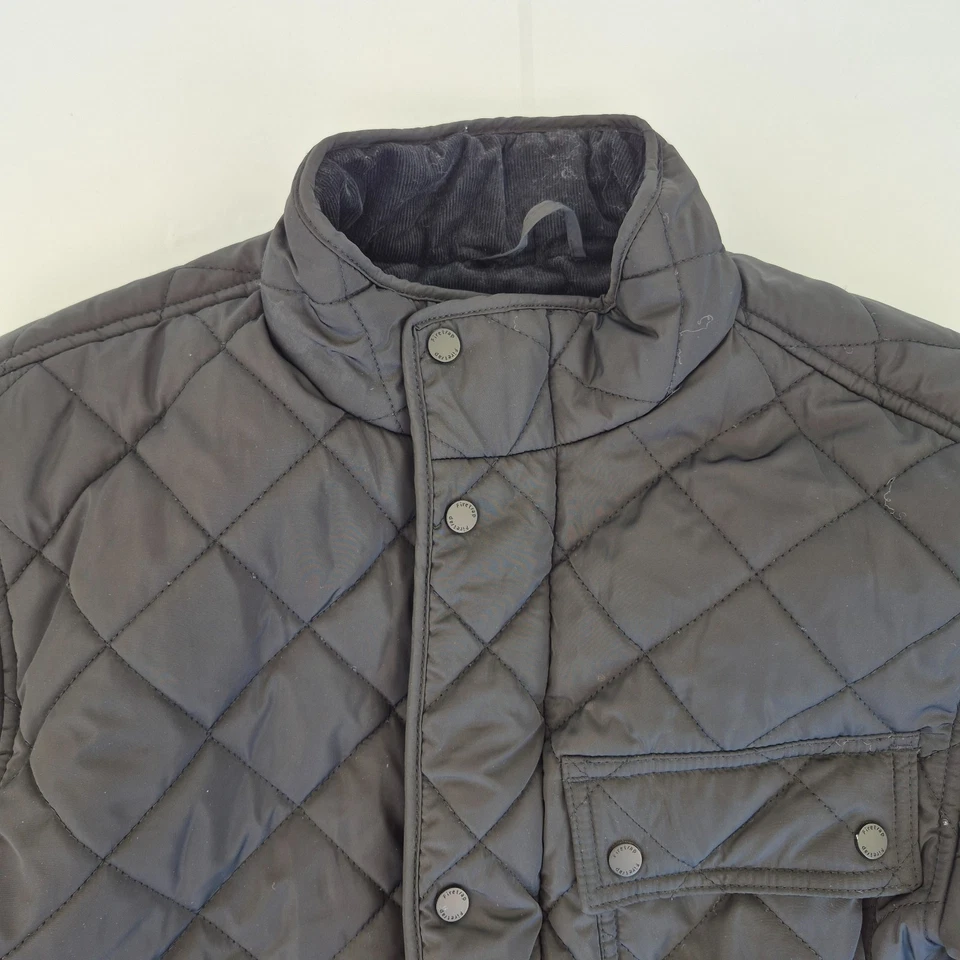FIRETRAP Chaqueta Pequeña Negra Para Hombre Cremallera Completa Acolchada - Imagen 2 de 4