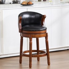 Cow Top Leather Swivel Bar Stools 26" Counter Height Upholstered Chair with Back