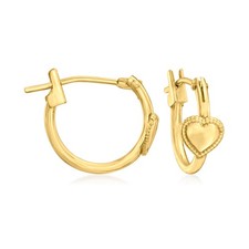 Ross-Simons Child's 14kt Yellow Gold Heart Hoop Earrings. 3/8 inches