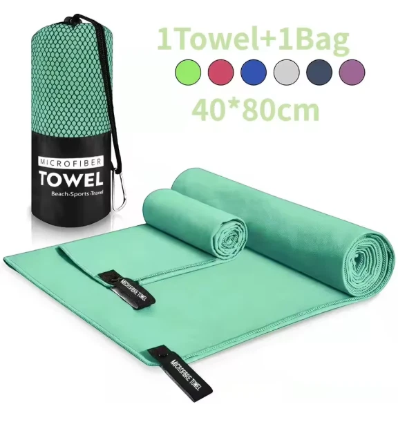 Toalha esportiva secagem rápida 40x80cm azul cinza verde laranja academia fitness - Imagem 2 de 4