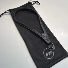 Leica Leather Wrist Strap, Black with White Stitching
