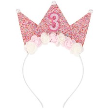 3rd Birthday Girl Tiara Headband Crown Glitter Hair Bands Princess Party