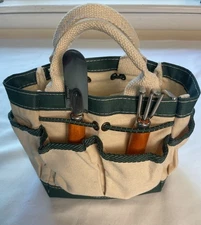 Gardening  Organizer Carrying Bag, Small Canvas Beige  & 2 Tools Plant Care