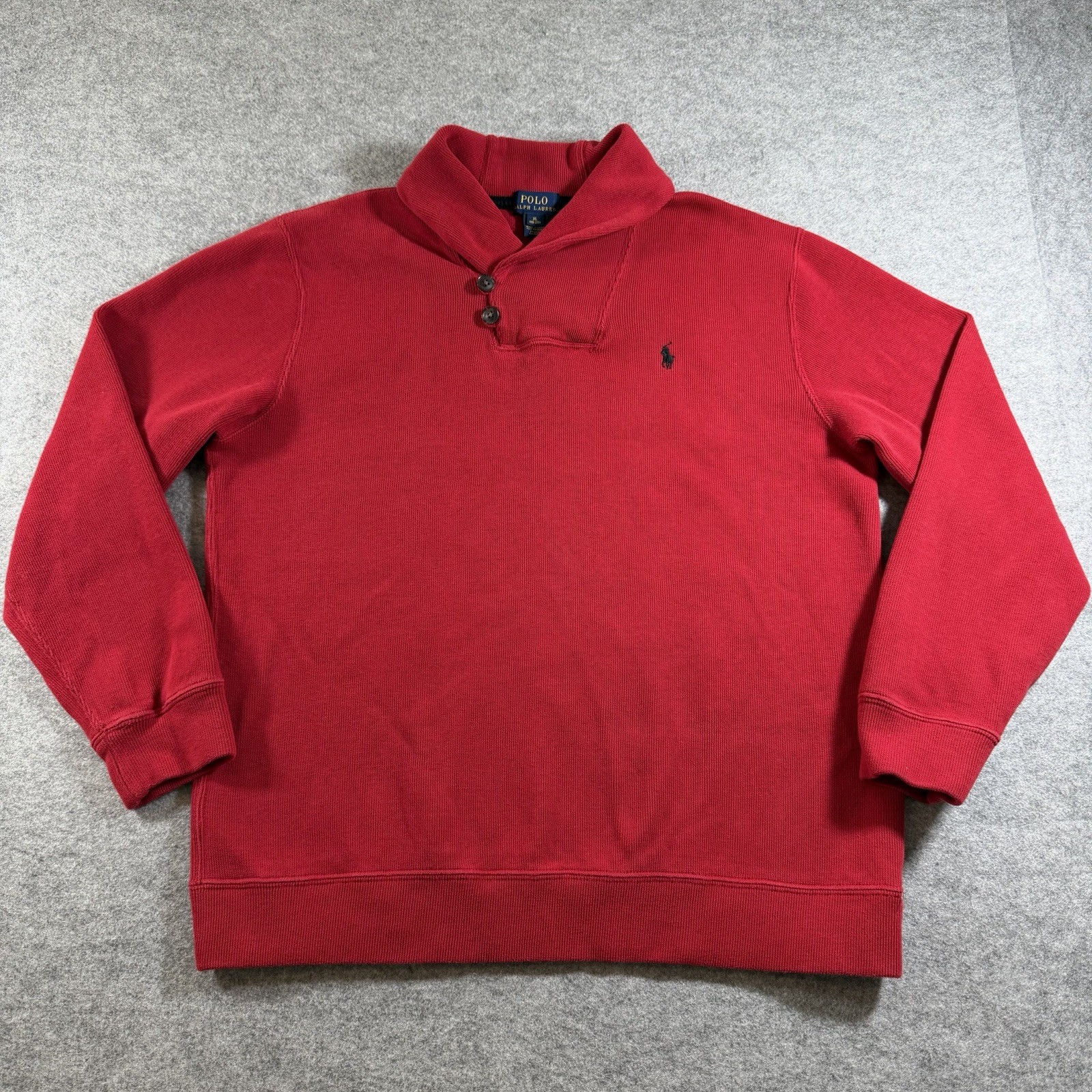 Polo Ralph Lauren Sweater Mens S Red Shawl Fisherman Collar Knit Pullover LS