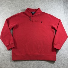 Polo Ralph Lauren Sweater Mens S Red Shawl Fisherman Collar Knit Pullover LS