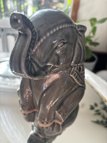 Elephant Accent Lamp Pierced Ceramic Gray Desk Table Nightlight Tested Works - Picture 2 of 7