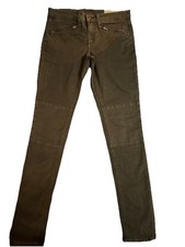 Rag  Bone Skinny Jeans Size 26 Olive Green Mid Rise Zip Front Pockets