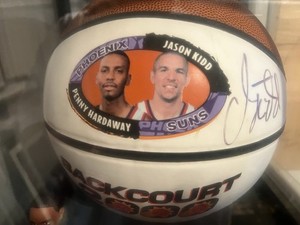 Jason Kidd Autographed Basketball. Backcourt 2000 With Penny Hardaway. No COA.