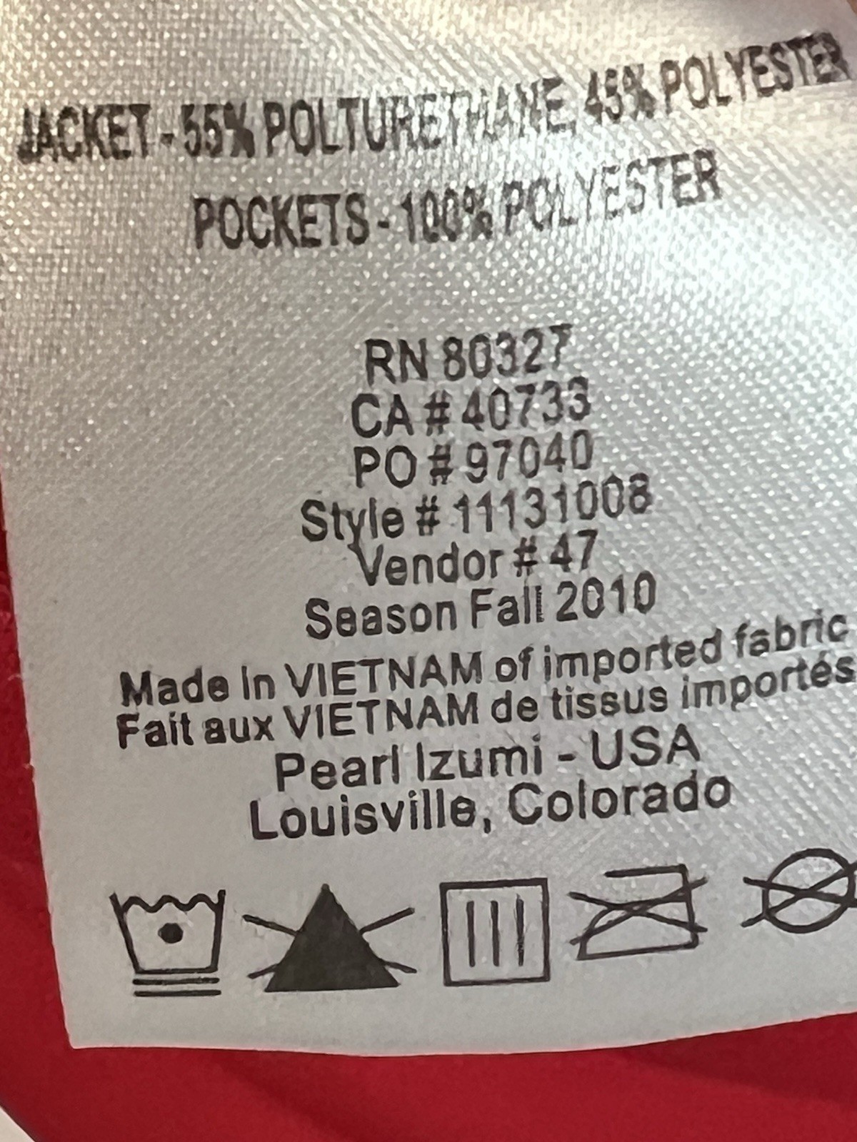 Men’s Medium Pearl Izumi Select Barrier WxB Rain Jacket With Snap Off Hood Red