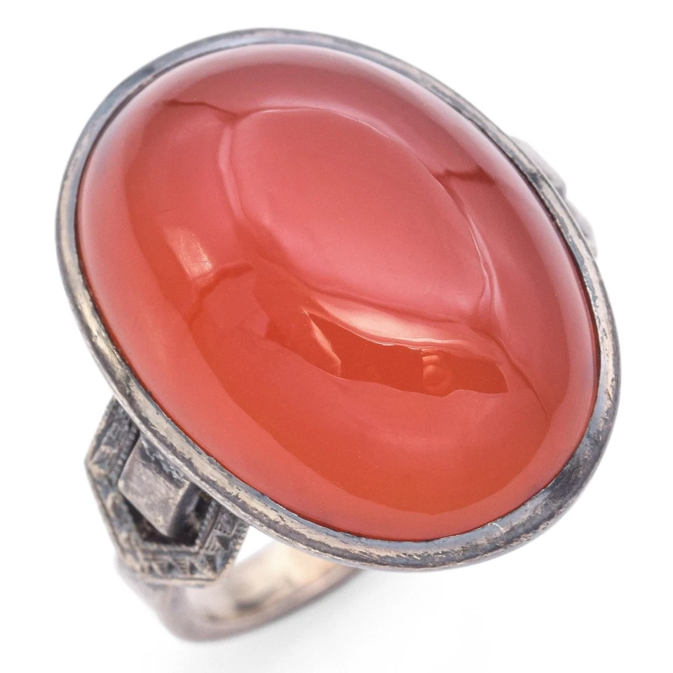 Antiguo anillo de cornalina de plata de ley de 10,17 quilates Foto 2 de 4