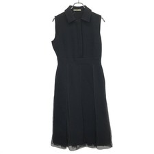 PRADA Sleeveless Wool Flare Slit Pleated Dress Black 44 IT8QU1Y08HUW F/S from Ja