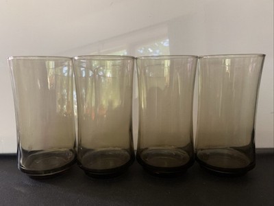 Vintage 70s Libbey Classic Smoke Accent Tawny Bolero Glasses MCM Barware