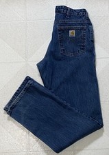 Carhartt Womens Size 8/34 Relaxed Fit Straight Denim Jeans Style WB160-VI0