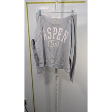 Grayson Threads Aspen USA Graphic Sweatshirt Grey Raw Neck Pullover Womens Med