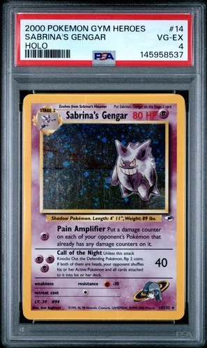 2000 POKEMON GYM HEROES HOLO #14 SABRINA'S GENGAR PSA 4