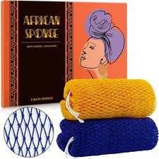 African Net Sponge Authentic - 2 Pieces Afro Scrub Exfoliating Net with Knots Na
