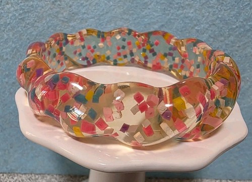 Colorful Springtime Confetti Bangle Twisted Bracelet. #948
