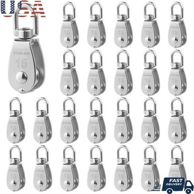 High Quality Stainless Steel Pulley 360° Rotation Heavy Load 25 Pcs Block New