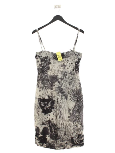 Kenzo Vestito Donna Midi UK 10 Grigio Lana con Viscosa A Line