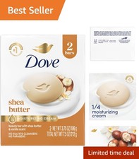 Organic Shea Butter Beauty Bar - Gentle Hydrating Cleanser for Soft Skin 2 Bars