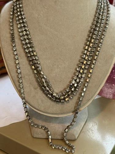 VTG 86” SUPER LONG RHINESTONE NECKLACE - Costume Jewelry