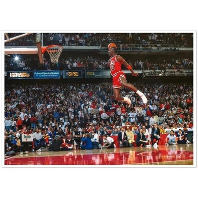 Michael Jordan Free Throw Line Dunk Vintage Poster