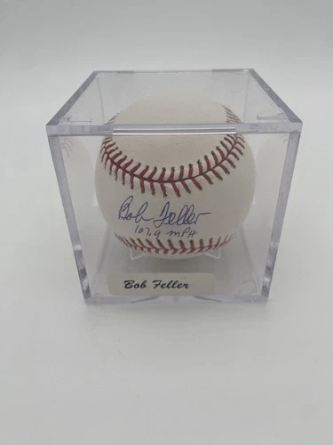 Bob Feller 107.9 MPH Autographed Rawlings Official Major League Baseball w/ Case