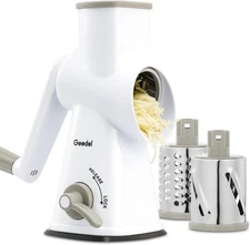 Rotary Cheese Grater Hand Crank, Cheese Shredder Nuts Grinder with 3 Interchange
