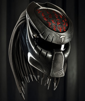 SCRAMBLER STYLE PREDATOR HELMET CUSTOM TOP SYMBOL RED  (( DOT & ECE CERTIFIED ))