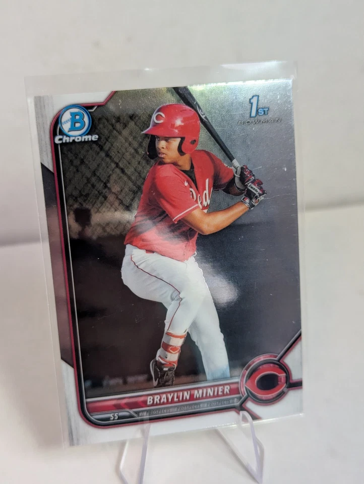 2022 1st Bowman Chrome Braylin Minier 1st Prospect BCP-93 Rookie RC Reds - Image 3 of 4