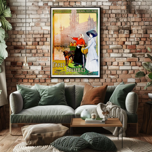 Paris to Bruxelles Vintage Travel Vintage Poster - Picture 8 of 28