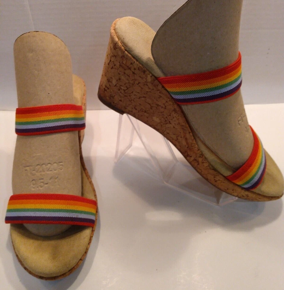Sandalias de tacón de cuña de corcho arco iris Apostrophe Riley para mujer talla 9 Foto 4 de 4