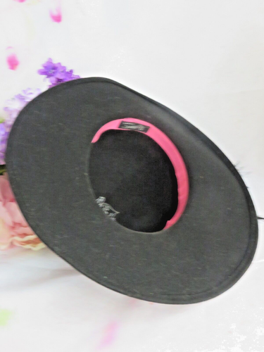 Vintage Ladies Hat Bellini New York Wool Felt Cartwheel Wide brim Feather Jewels - Picture 12 of 13