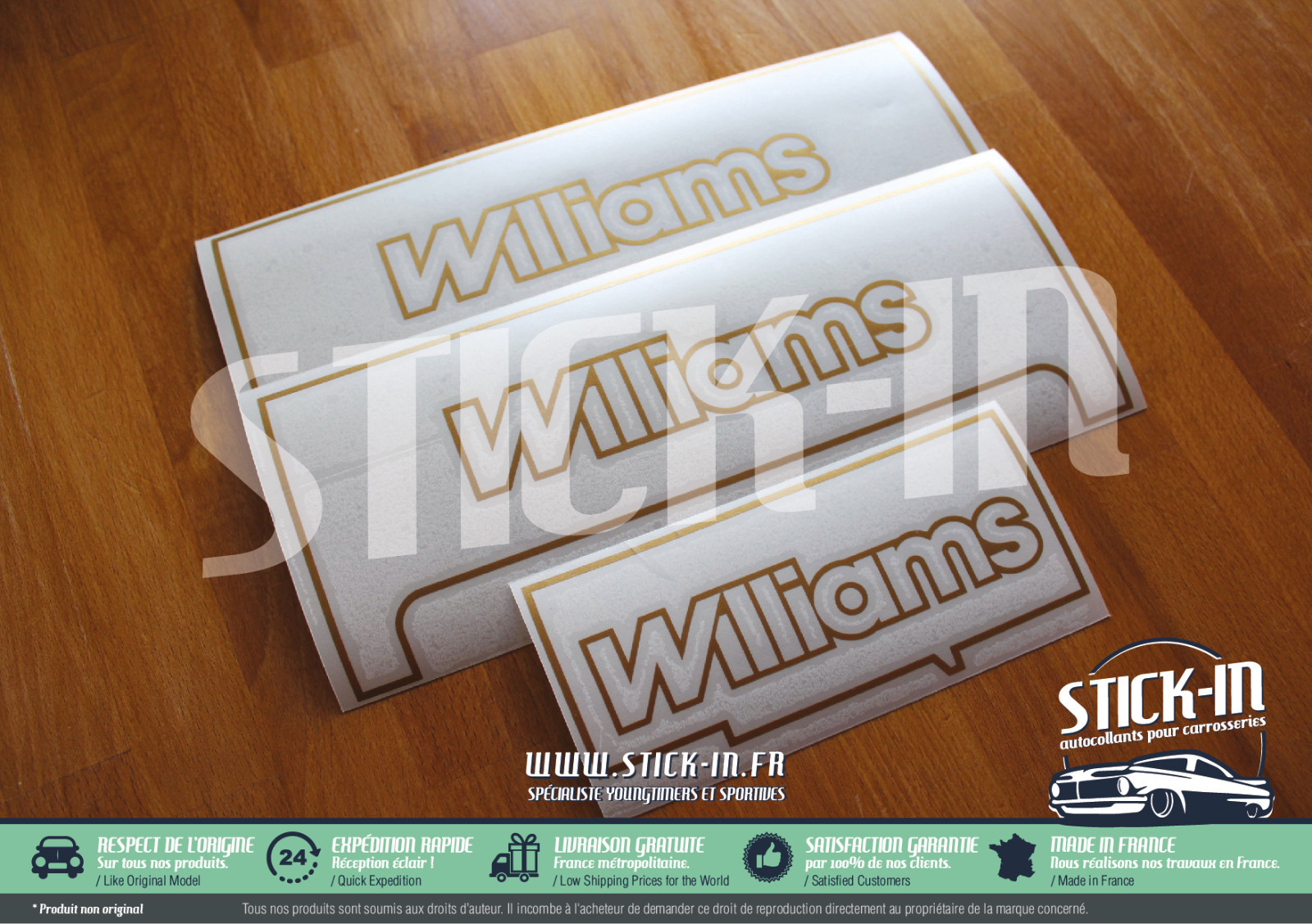 Stickers Clio Williams d'origine avec gabarits de pose précis pour restauration carrosserie