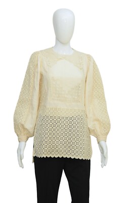 Ulla Johnson Damen Häkel Blumen Handgefertigt Bestickt Leinen Tunika Top S/0