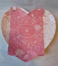 2 Eaton Fine Dining Heart Shaped Plates Salad Side Floral Pastel Pink Valentine