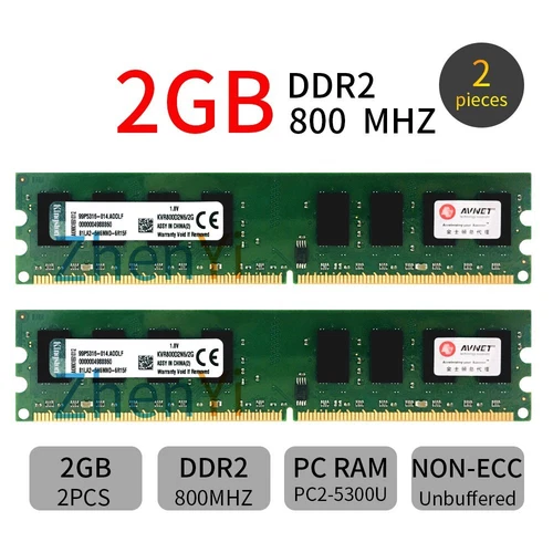4GB 2x 2GB PC2-6400 DDR2 800MHz KVR800D2N6/2G intel Memoria DIMM per Kingston IT