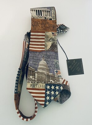 Eagle Wings Men's Necktie 100% Silk Americana USA Patriotic Pledge of Allegiance