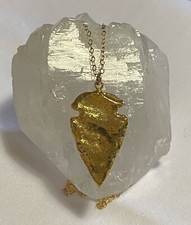 Unisex SS 925 Nugget Style ARROWHEAD Pendant w/ 24” Gold Filled Chain Necklace