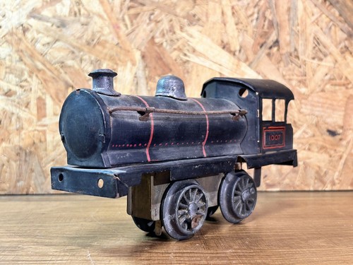 JEP Escala 0 , Locomotora Antigua Tipo 120 , A de Enganche, Chapa Negra Y Rojo - Imagen 2 de 10