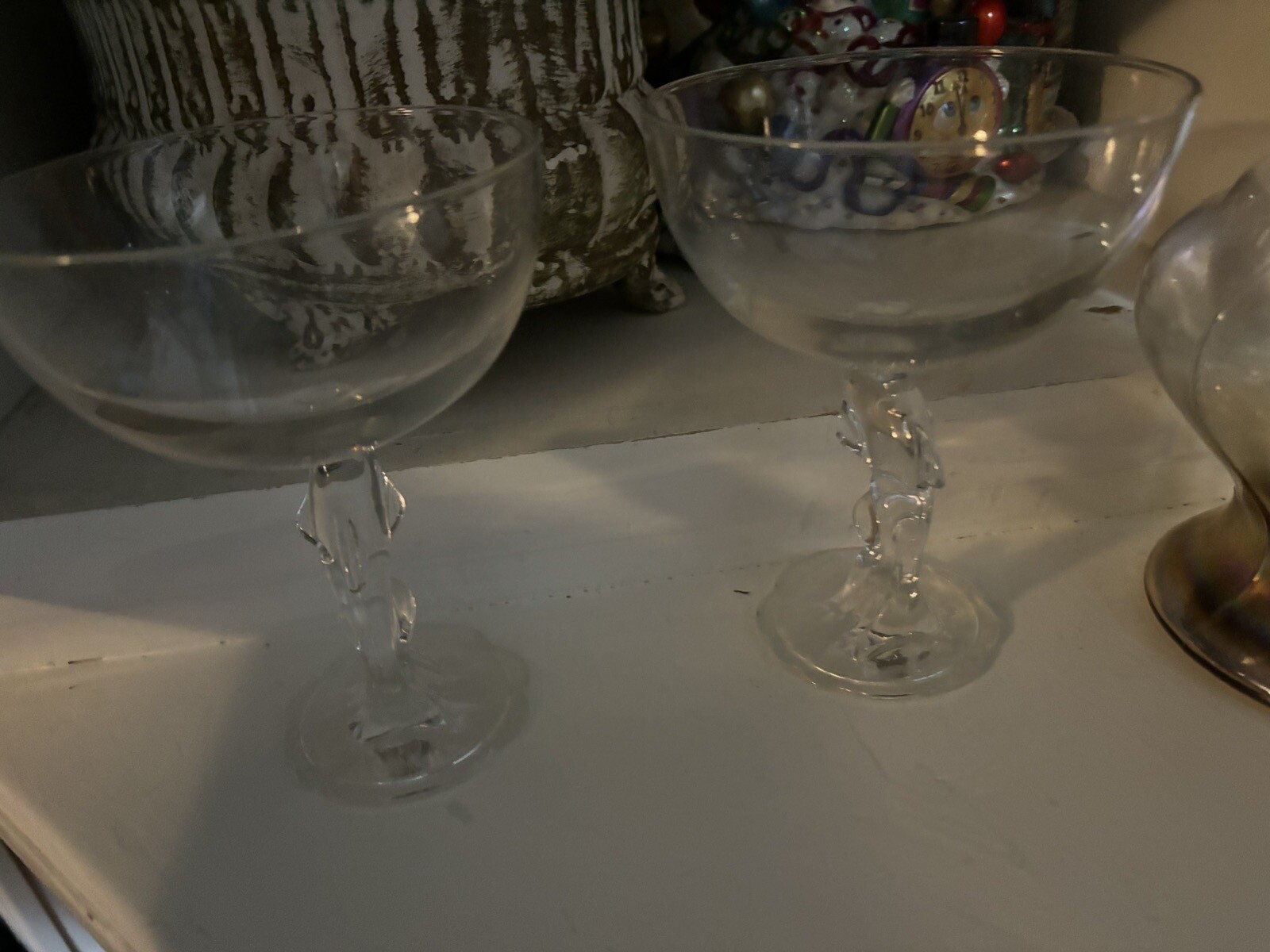 Dolphin Stemmed Crystal Wine Glasses Pair 5.75"T by Luminarc Made in